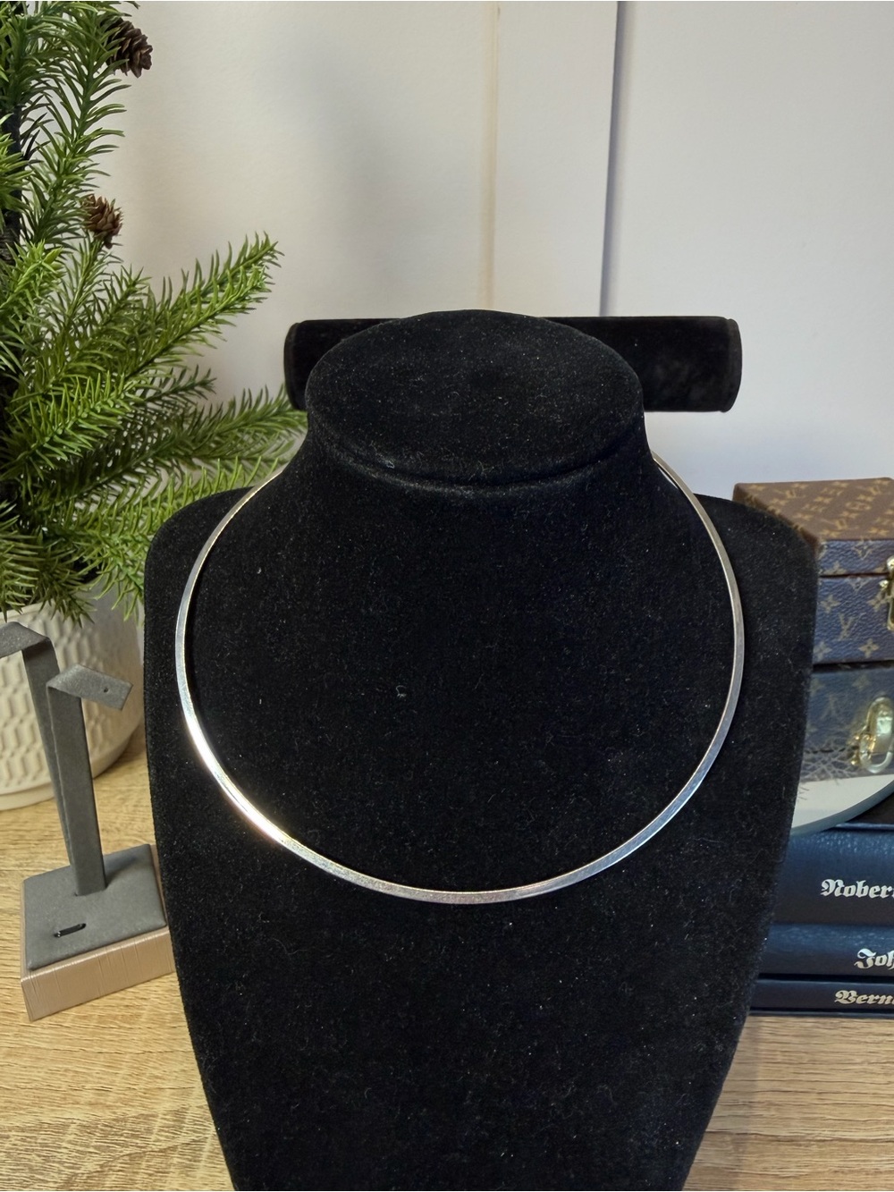 Silver colour Collar Necklace - Sleek Silver Choker